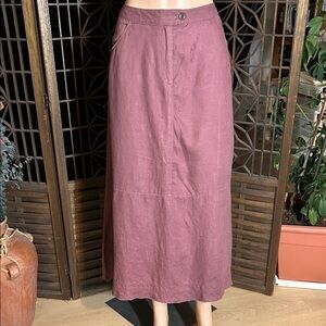 J JILL MAROON LINEN SKIRT L